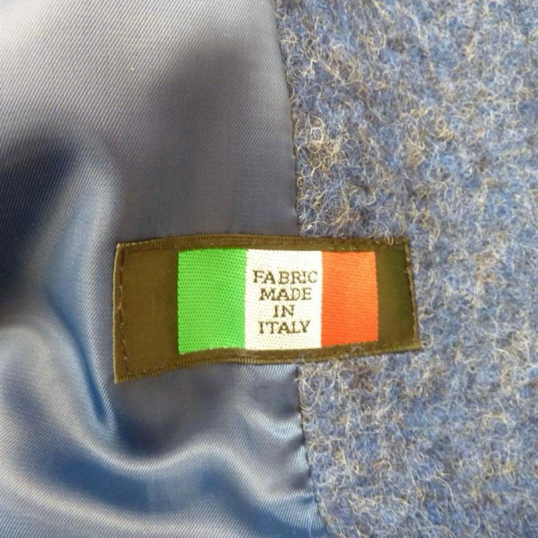 未使用 LORITTI ロング丈 フード付ウールコート M イタリア製 ネイビー