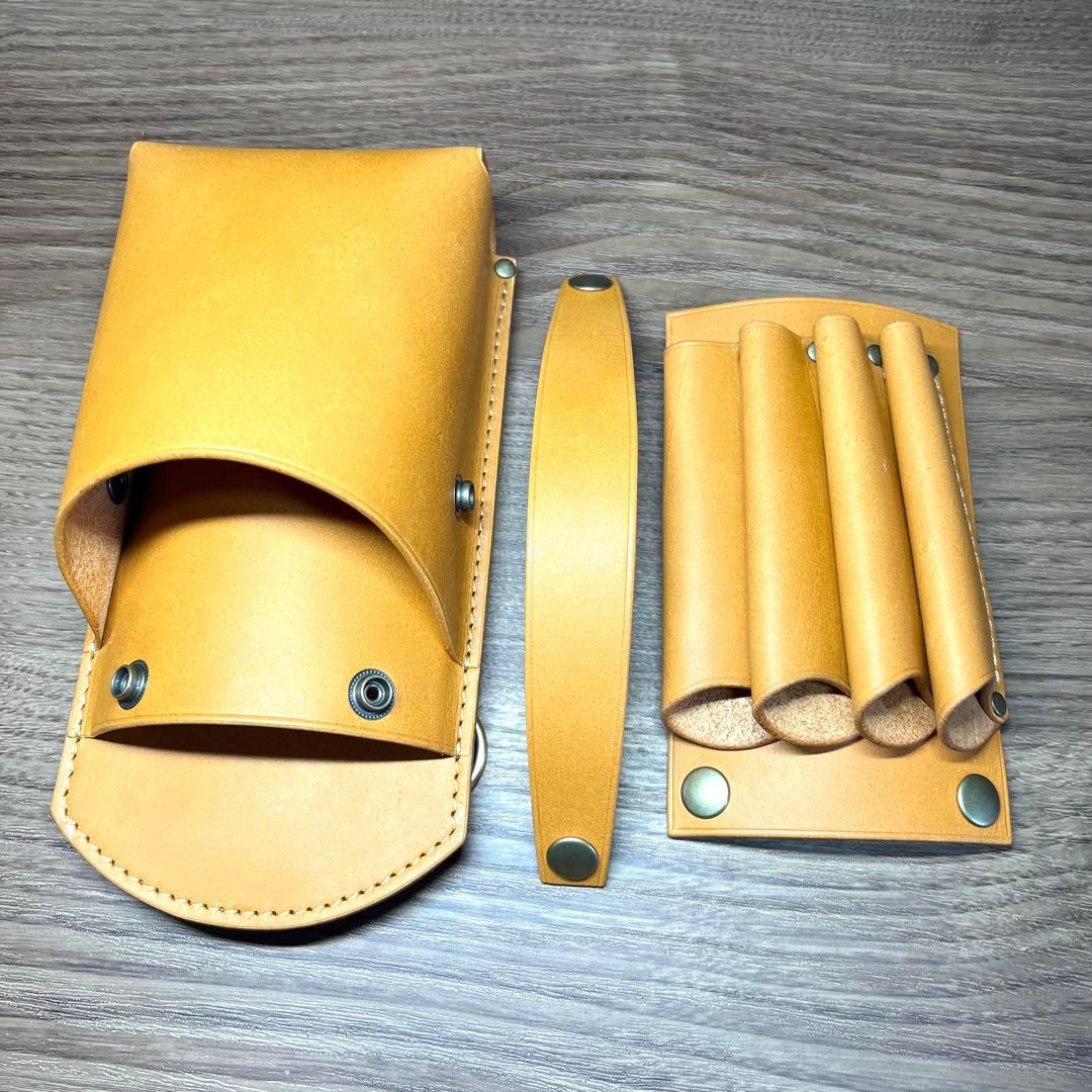 4丁差し　シザーケース コンパクトサイズ　ライトキャメル