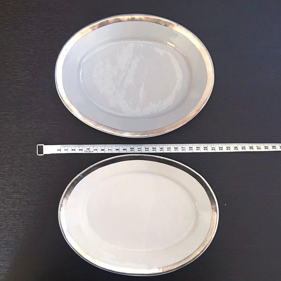 新品⭐️未使用 中囿義光さん 銀彩プレート2枚セット　ホワイト＆グレー