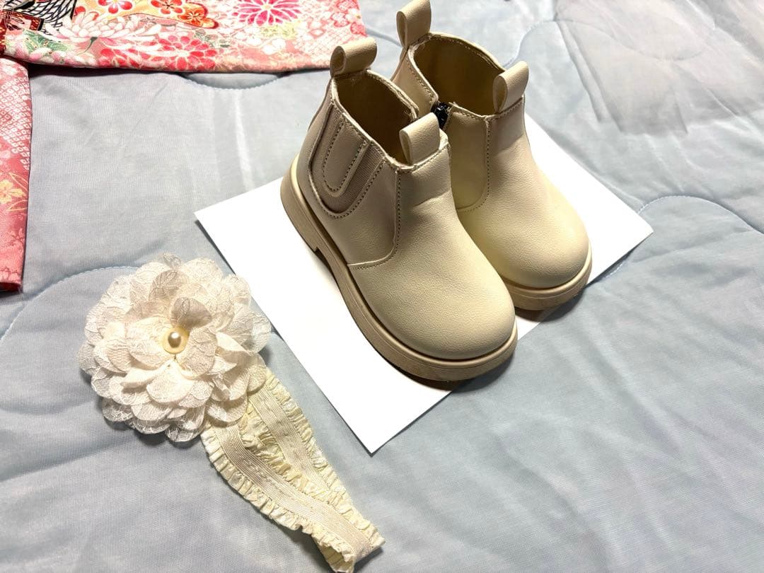 【キャサリンコテージ】チュールフリルエプロン着物ワンピース 100cm