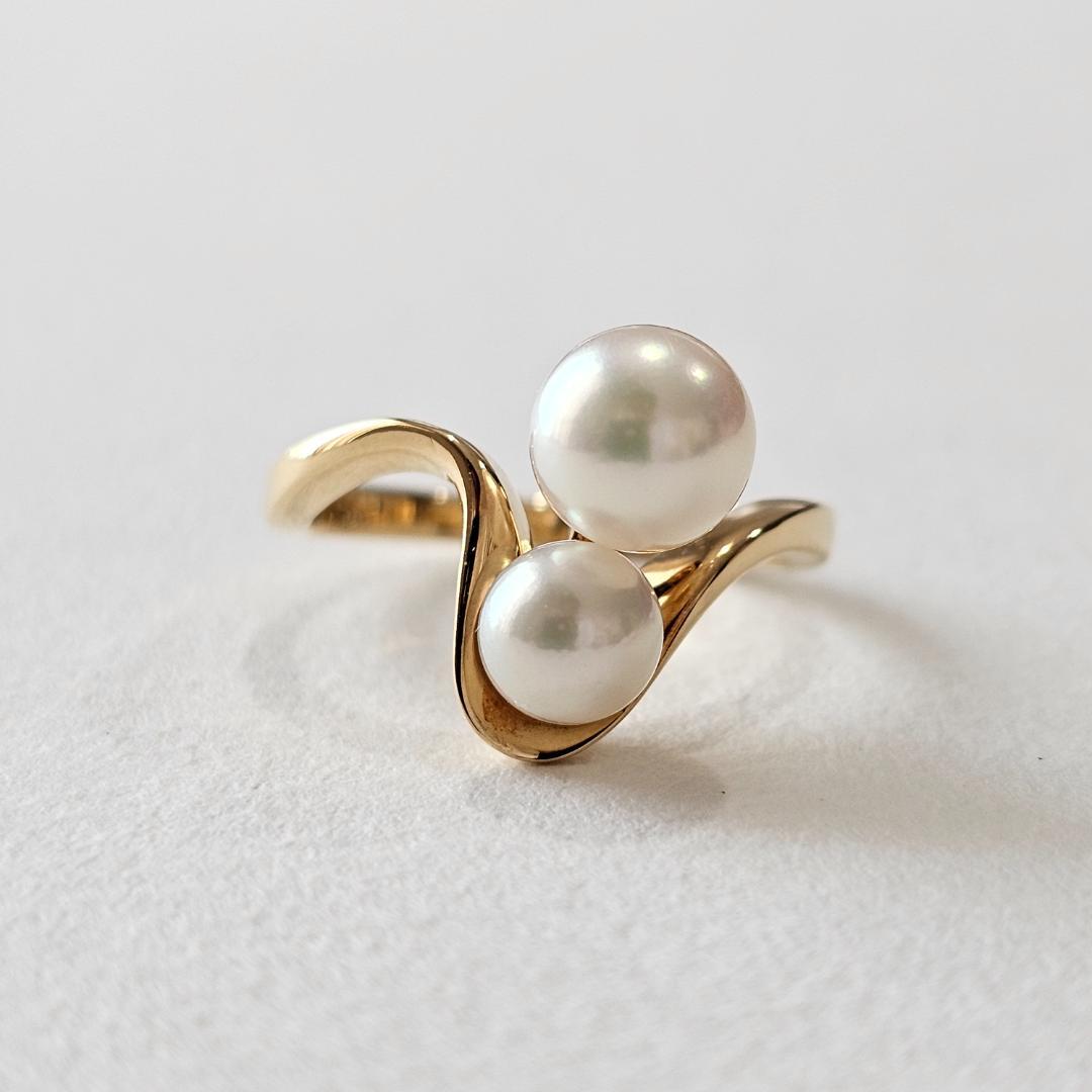 1007 ミキモトパールリングK18YGイエローゴールド5.5mm~7mm11号