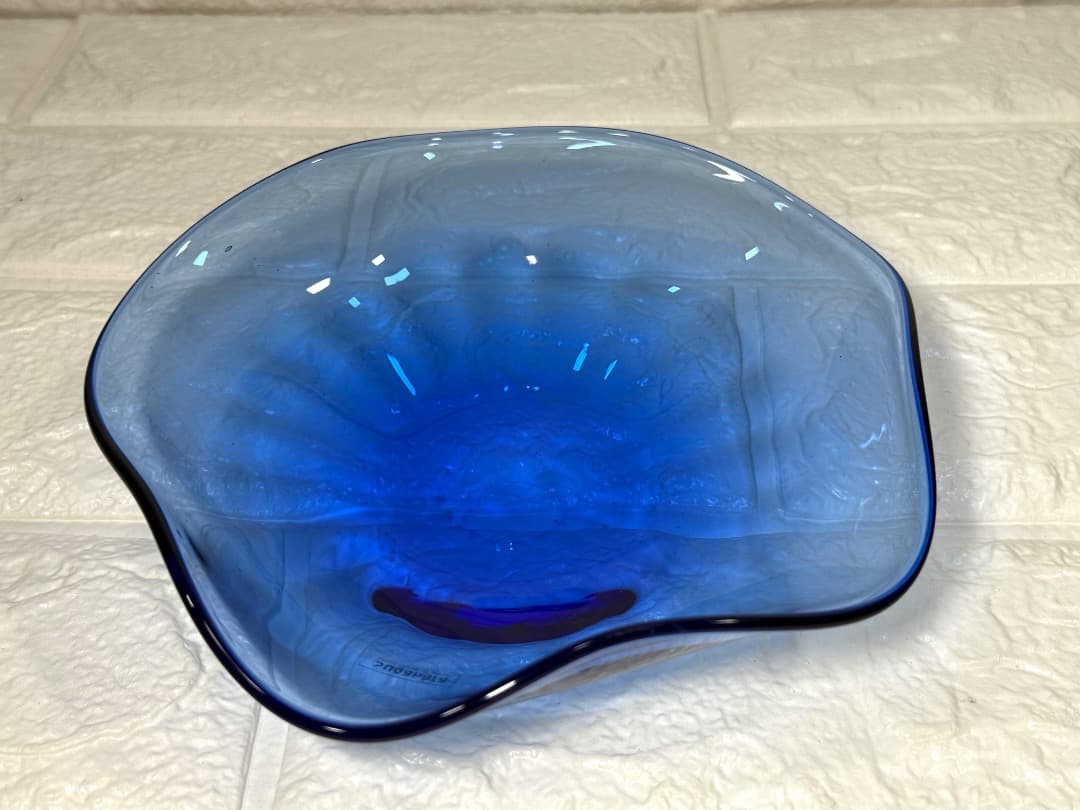 【新品】スガハラ 青の花柄皿 4枚 セザート皿