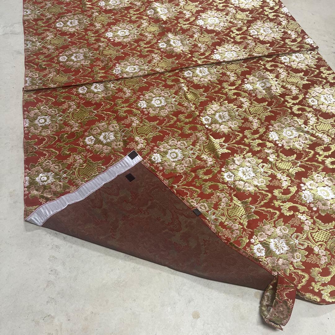 金華山　花かご　レッド　縦柄　センターカーテン　ハイルーフ