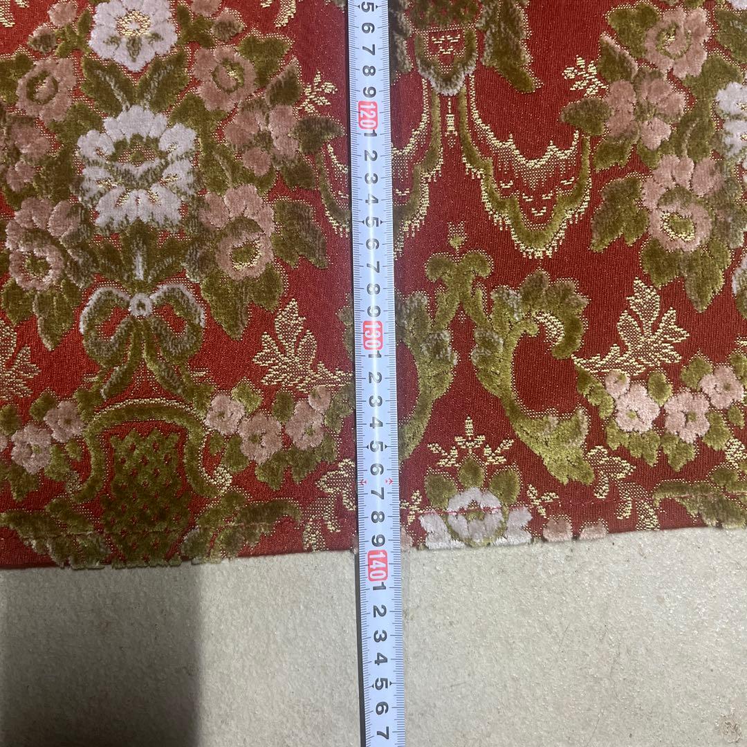 金華山　花かご　レッド　縦柄　センターカーテン　ハイルーフ