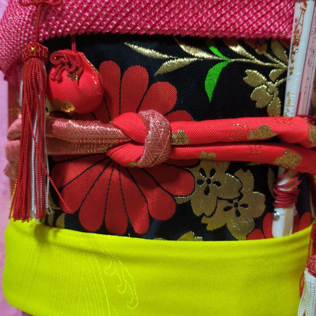 七五三　７歳用　ピンク着物コーディネート一式　簪セット付き　美品