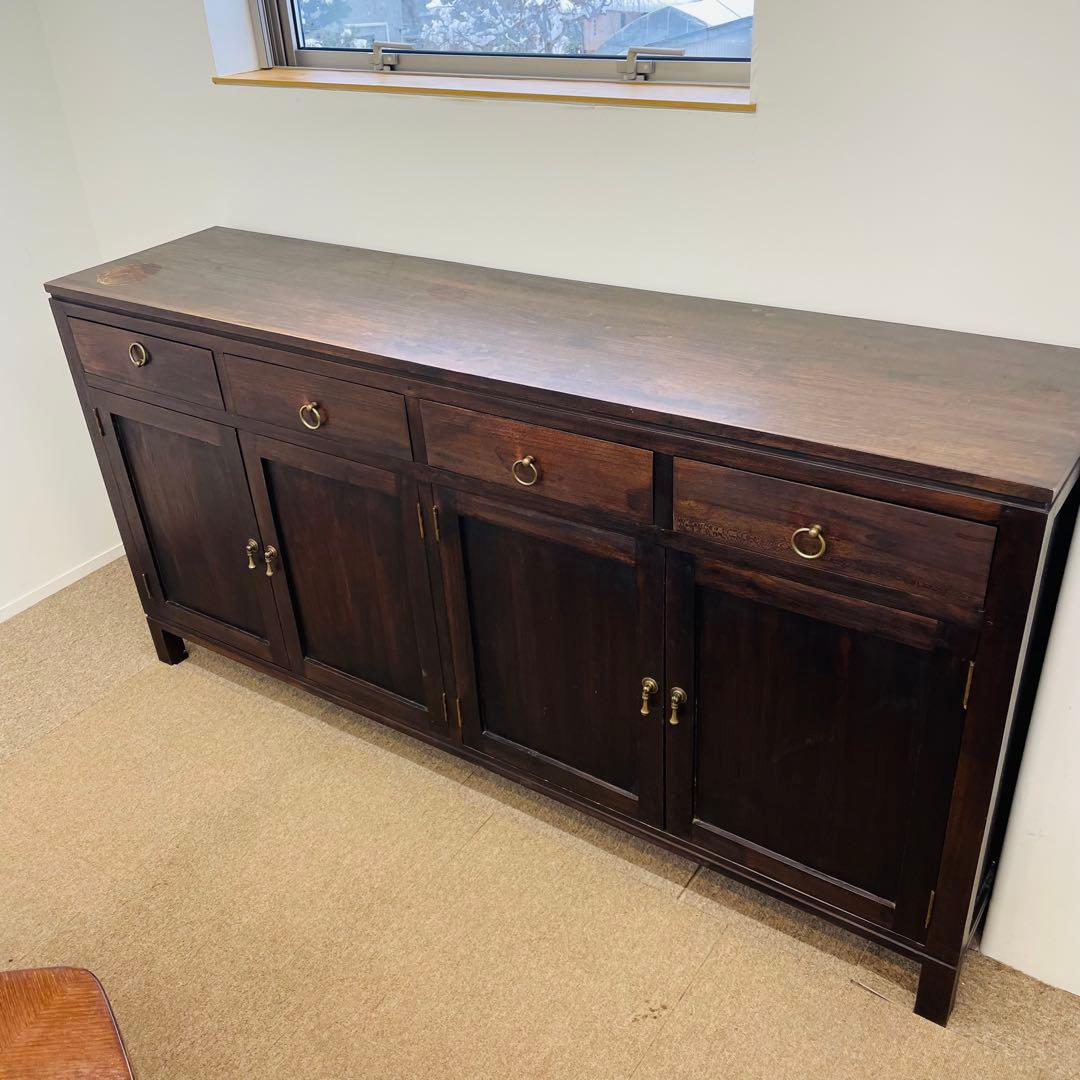 アジアン家具 チーク調 無垢風 大型サイドボード 幅187cm 高級店舗什器