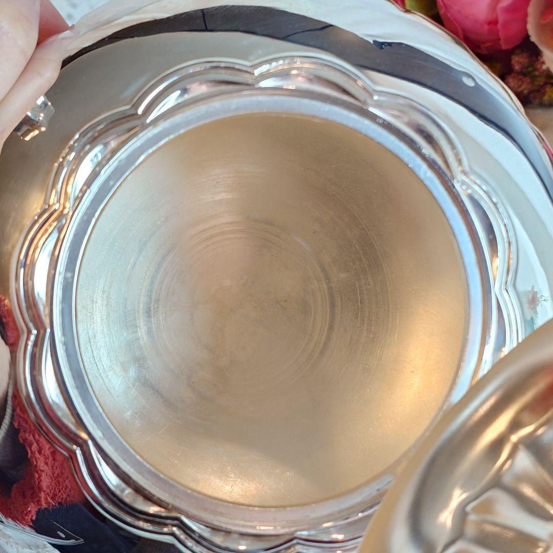 シルバーポット　シルバープレート製　メロン型　ヴィンテージ　アンティークシルバー