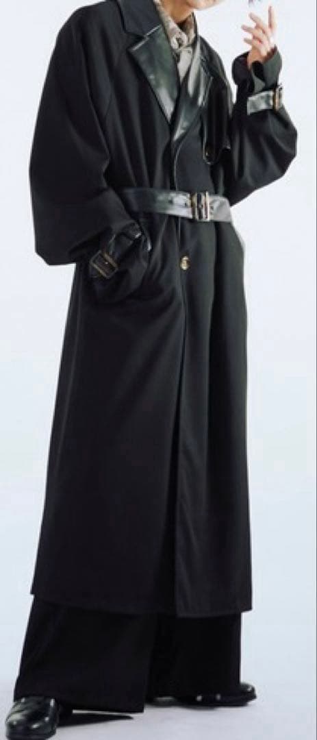 ユニセックス ロングトレンチコート ブラック