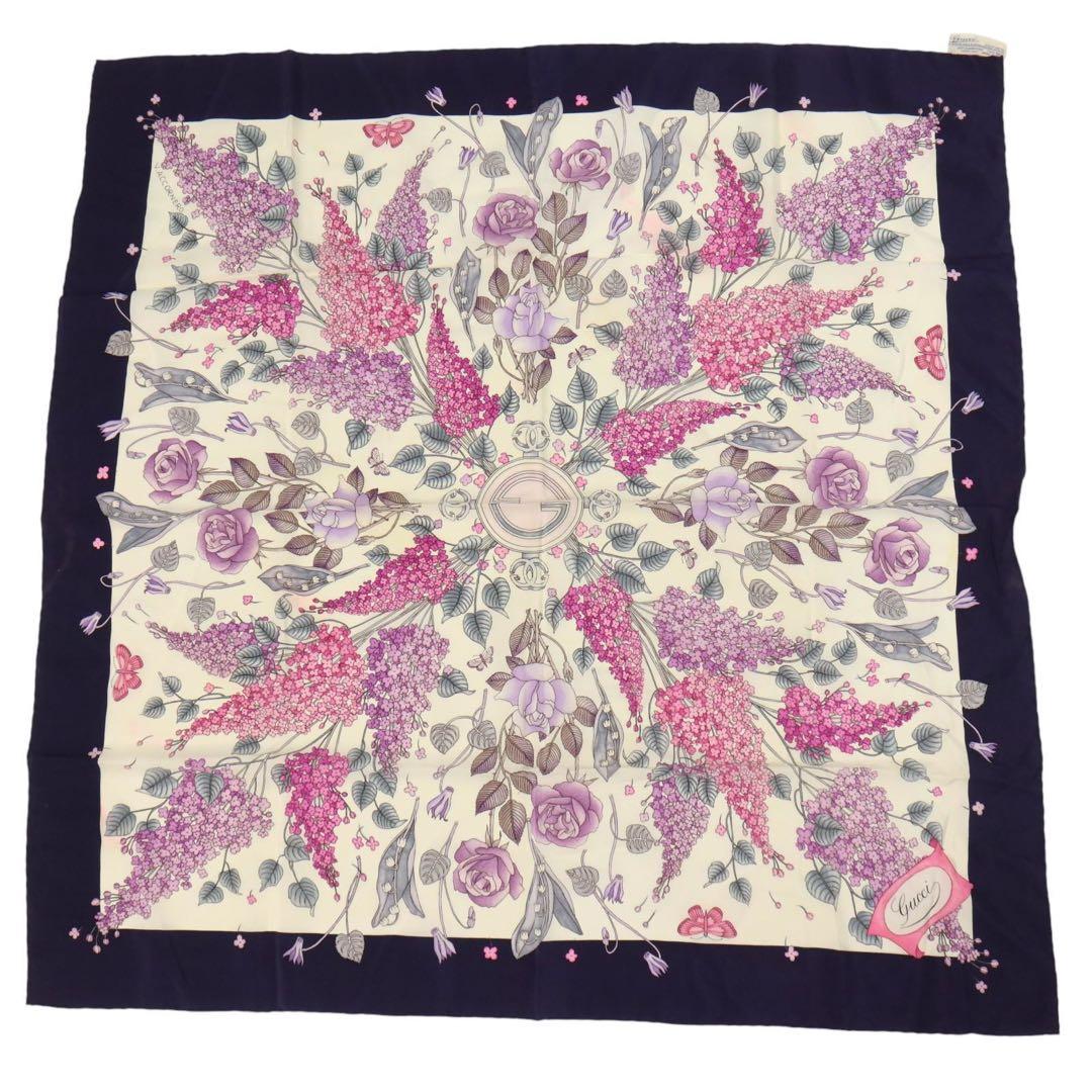 GUCCI グッチ　スカーフ　ヴィンテージ　Vintage　シルク100％　大判