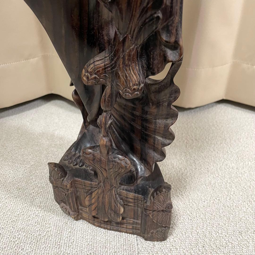 バリ島　木彫り　女性像　彫刻　黒檀　アンティーク　置物