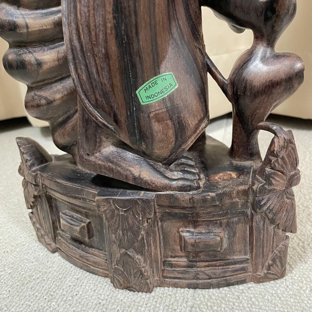 バリ島　木彫り　女性像　彫刻　黒檀　アンティーク　置物