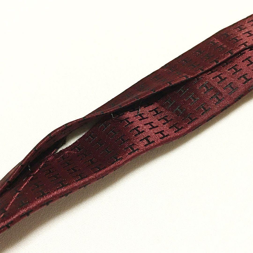 未使用級 H織りタイ ファソネH柄 エルメス HERMES ネクタイ ワイン