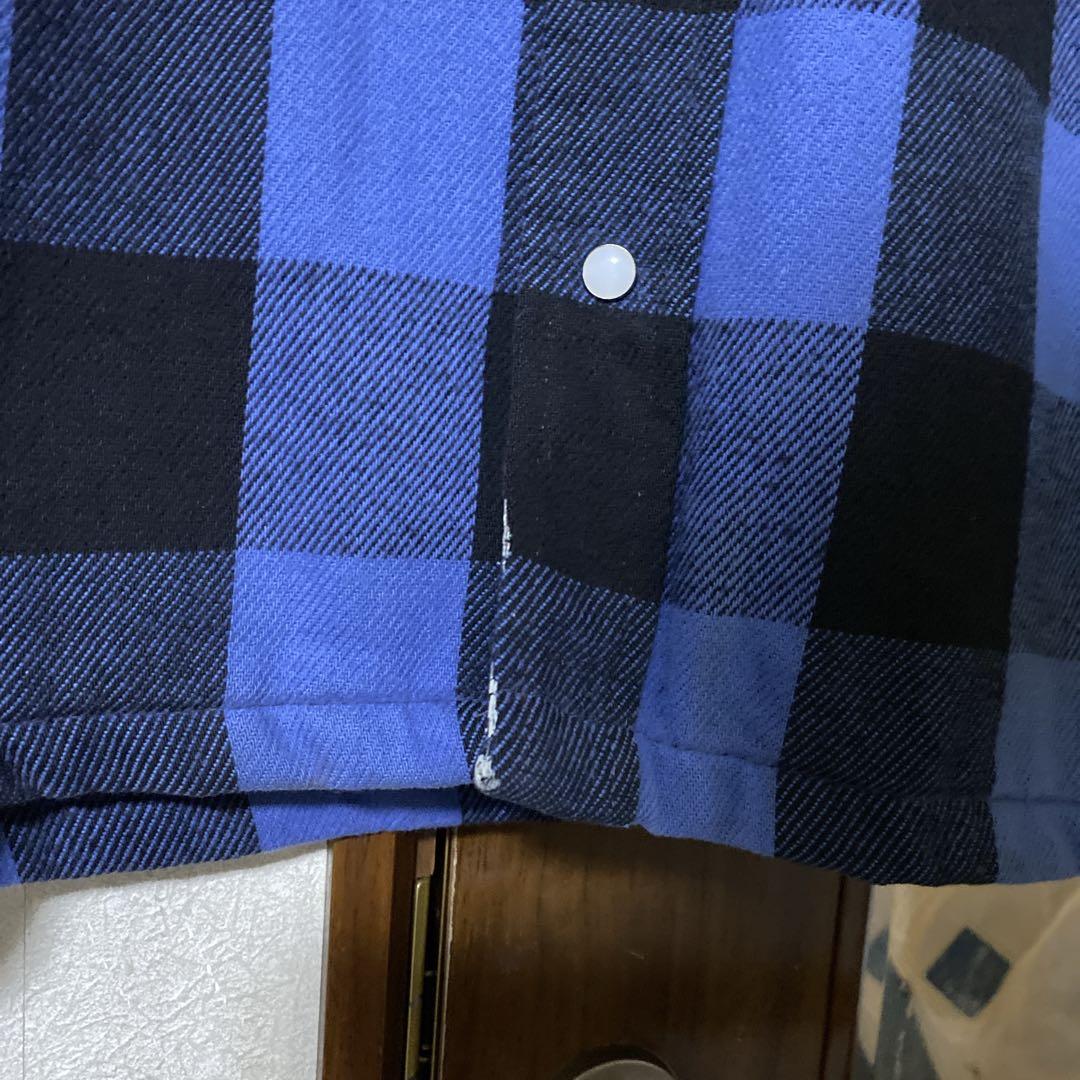 90s five brother 青黒 キルティング ネルシャツ L USA製