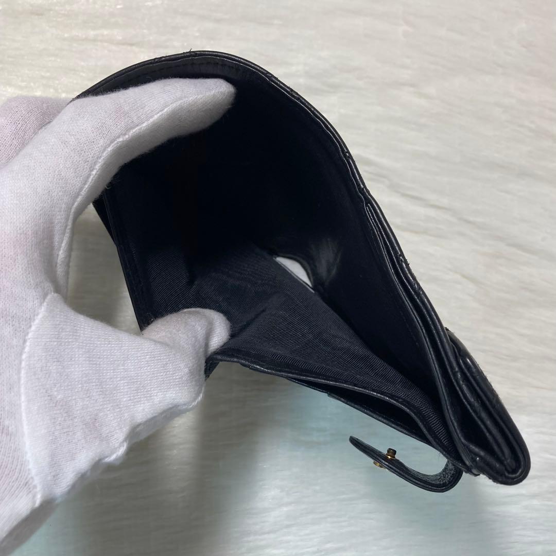 最終値下げ　CHANEL シャネル　二つ折り　人気　黒　ビコローレ　折り財布