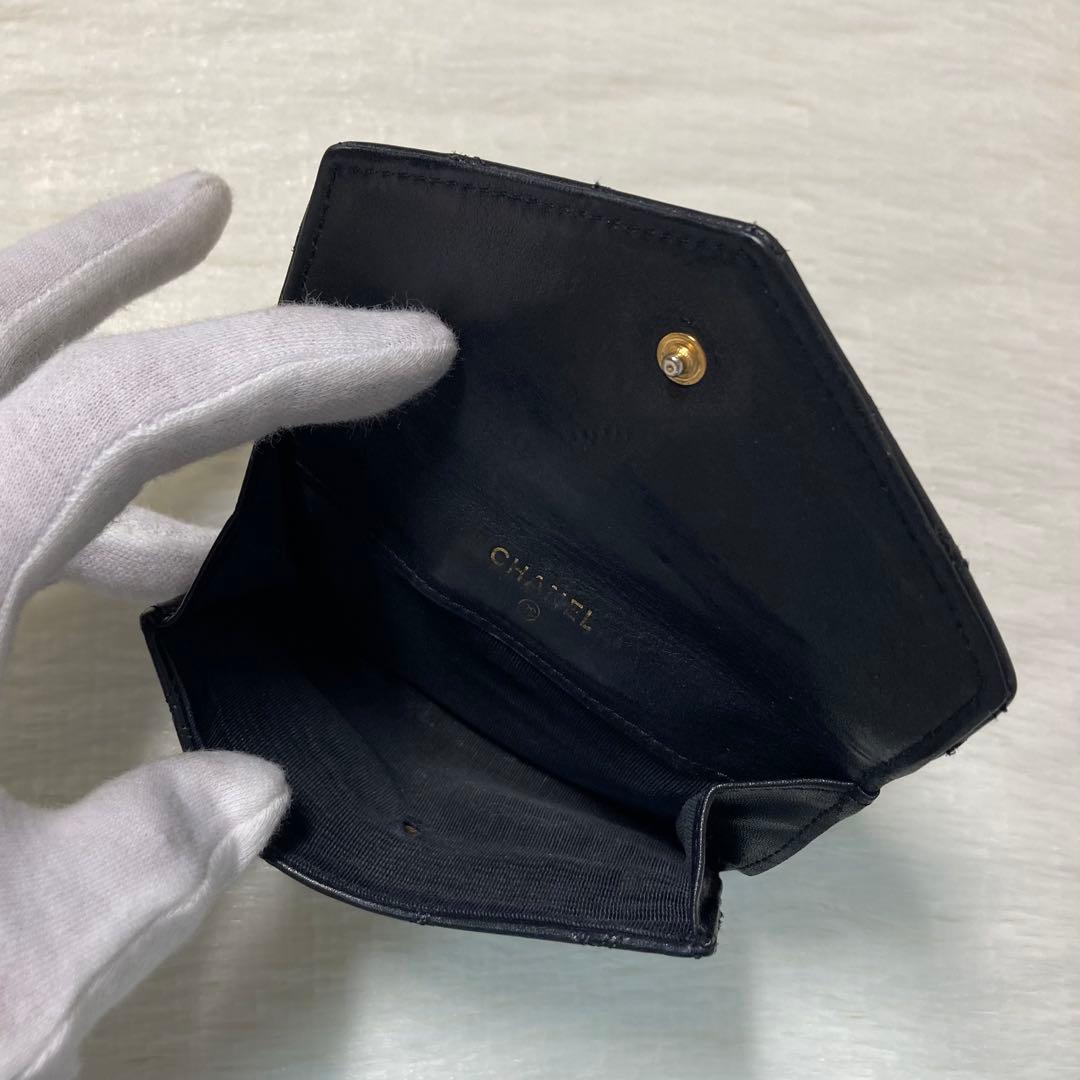 最終値下げ　CHANEL シャネル　二つ折り　人気　黒　ビコローレ　折り財布