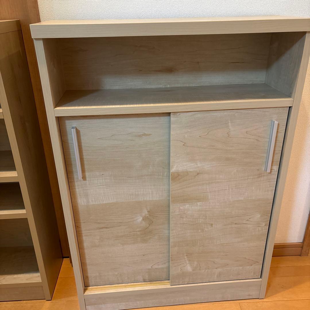 ライトウッドキャビネット スライド扉付き