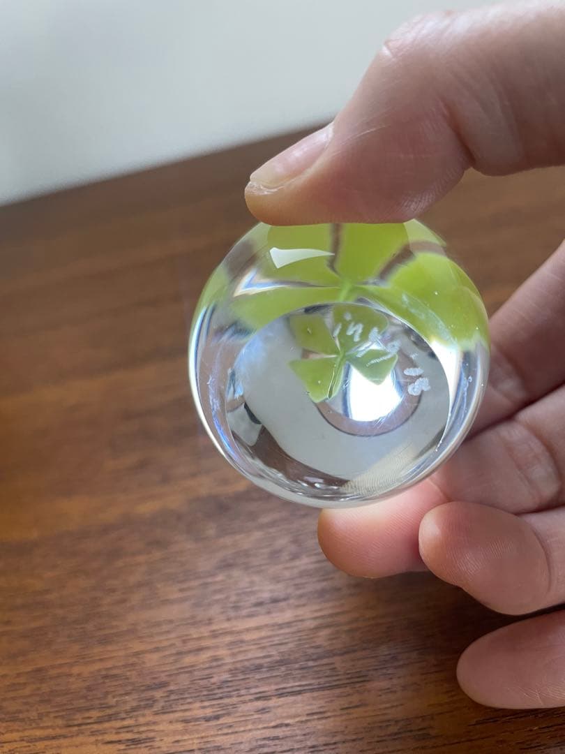 イイノナホ　ペーパーウエイト　クローバー　てんとう虫