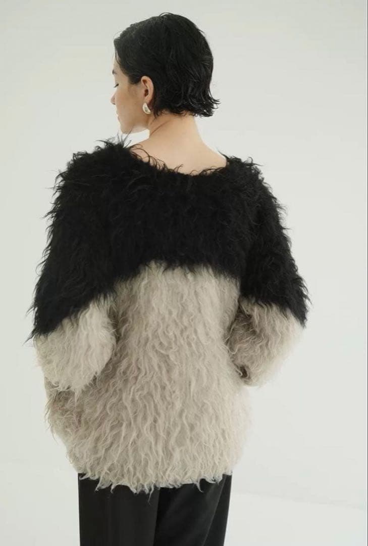 トップス CLANE BI COLOR SHAGGY KNIT CARDIGAN