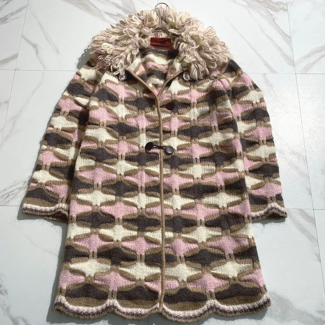 美品✨MISSONI オレンジタグ　モヘア混ウールニットロングコートマルチカラー