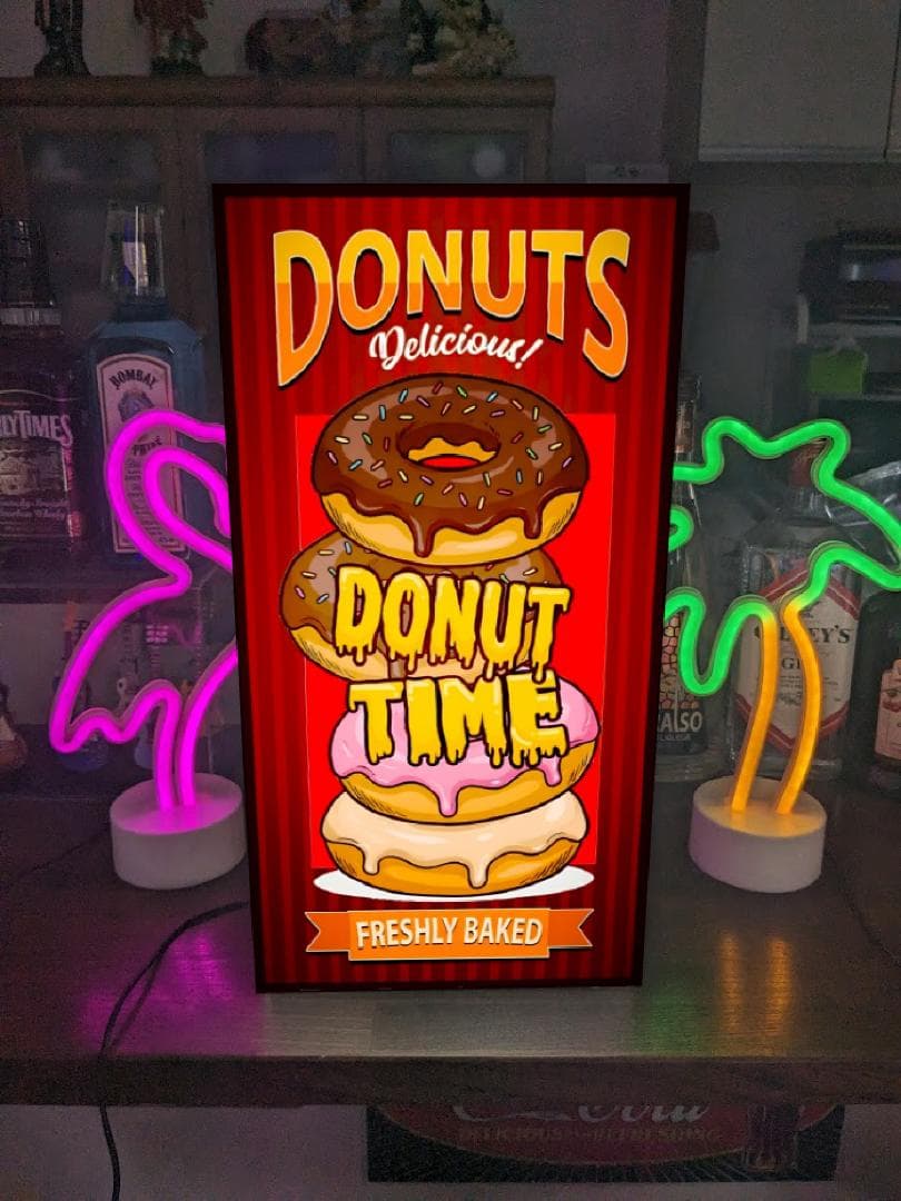 【Lサイズ】ドーナツ お菓子 スイーツ 看板 置物 アメリカン雑貨 ライトBOX