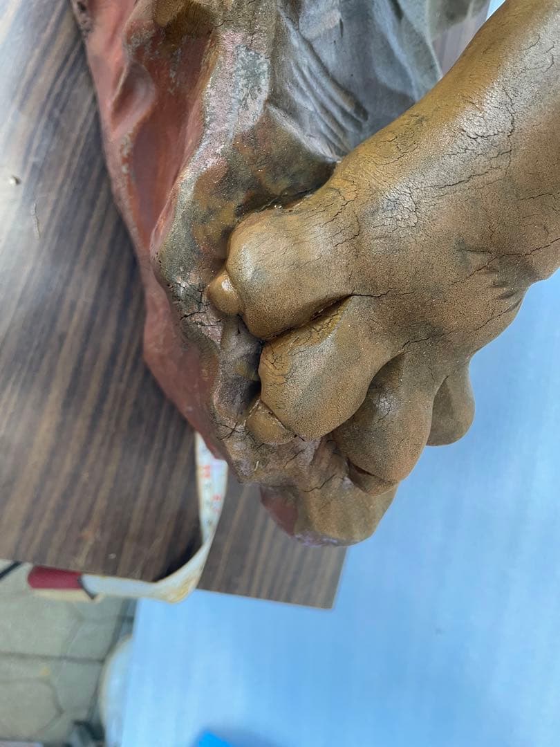 美品大型【昭和レトロ】 虎の置物　木彫り長さ約80cm高 約46cm置き物