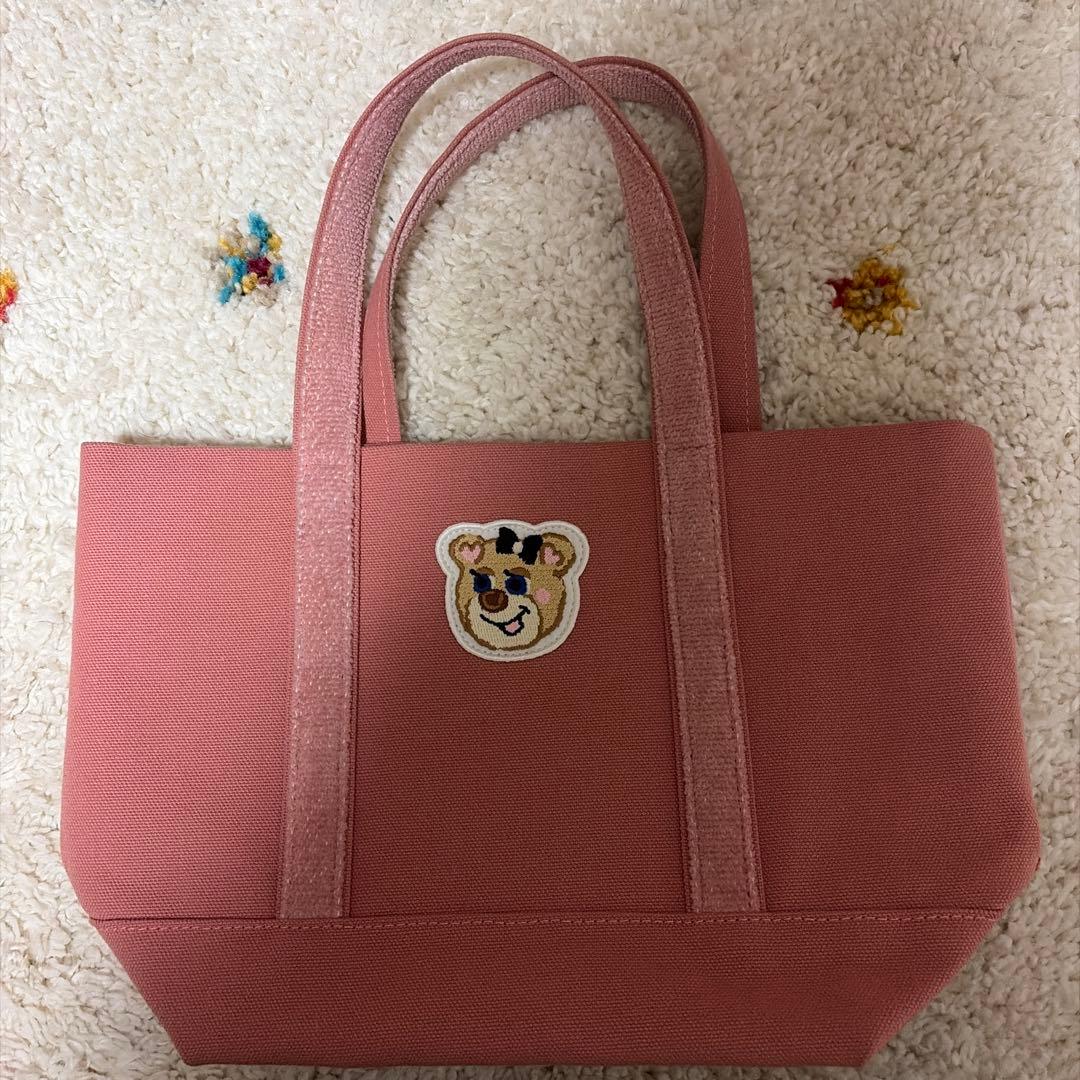 オールドテディ　ワッペントートバッグ ピンク