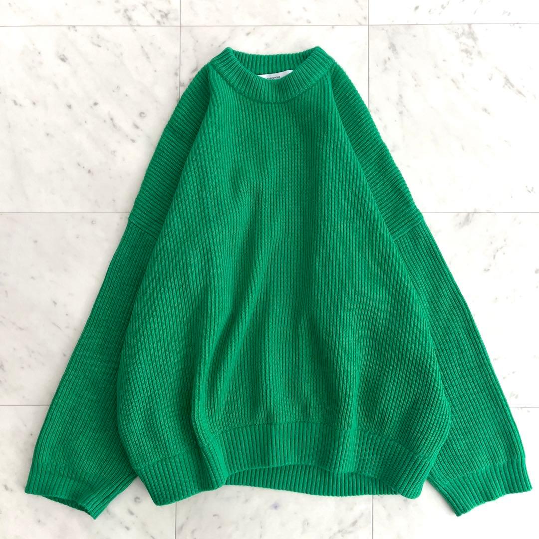 フレームワーク ニット セーター ウール カシミヤ 畔編み リブ編み グリーン