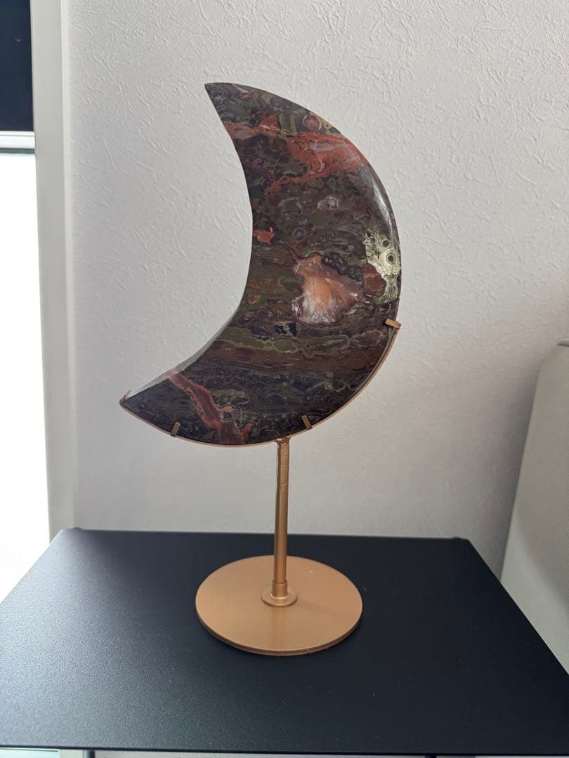 自然の模様美◎Autumnカラー　マネーアゲート BIGムーンカービング