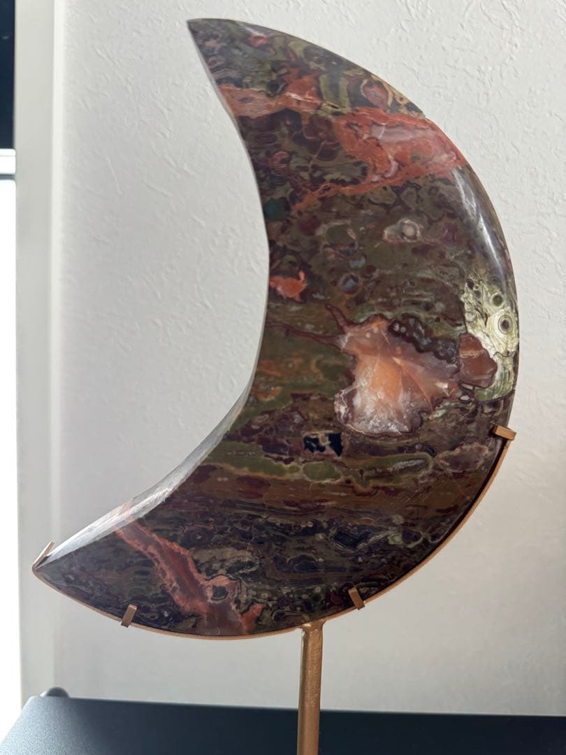 自然の模様美◎Autumnカラー　マネーアゲート BIGムーンカービング