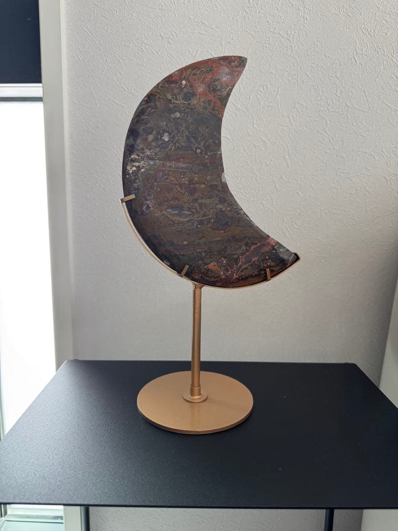 自然の模様美◎Autumnカラー　マネーアゲート BIGムーンカービング