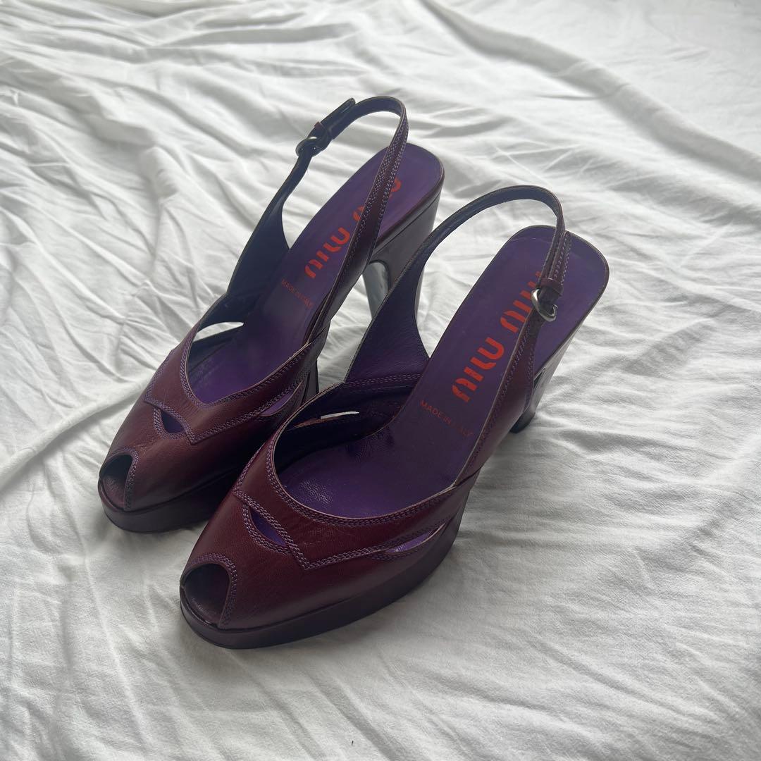 靴 Archive miu miu leather heels purple
