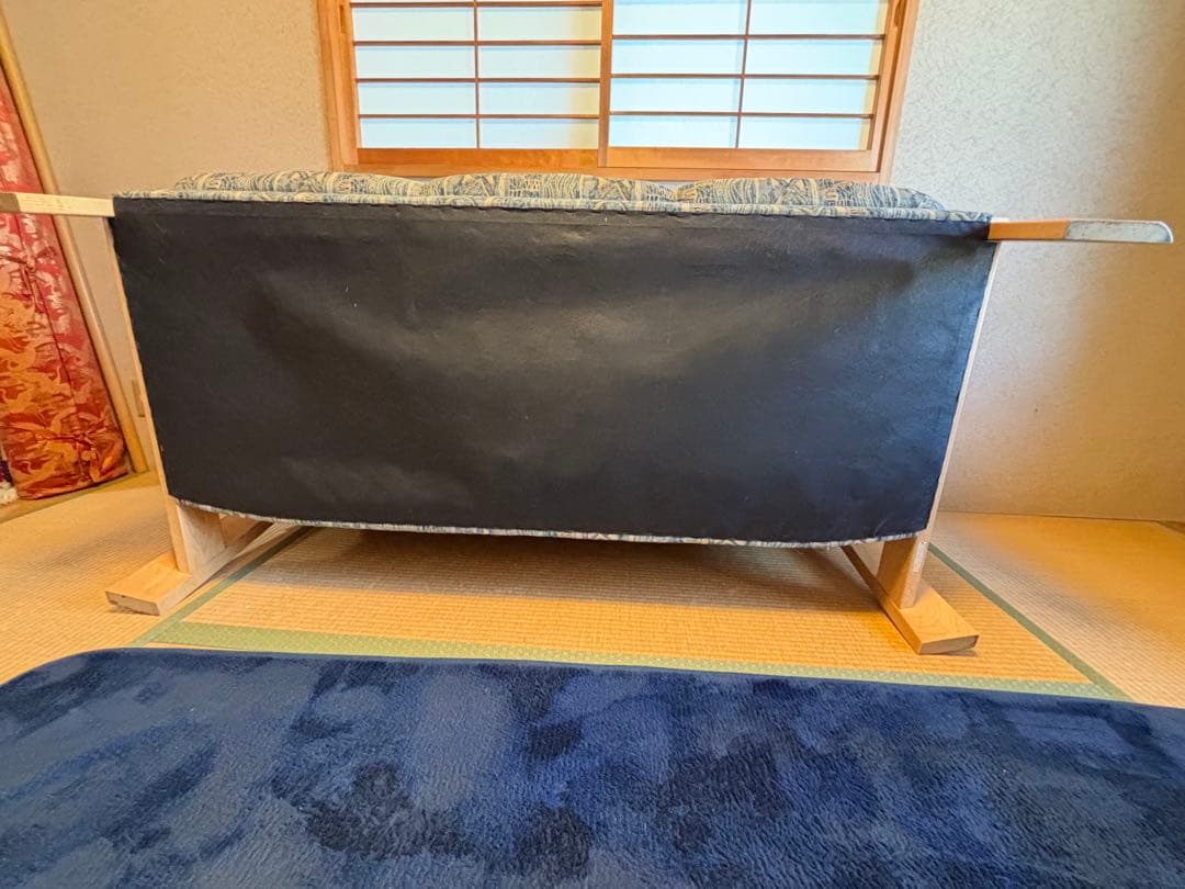 青と白の幾何学模様 2.3人掛けソファ