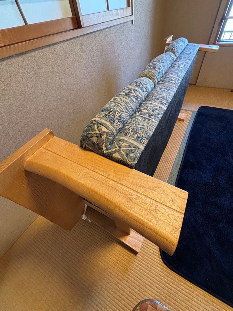 青と白の幾何学模様 2.3人掛けソファ