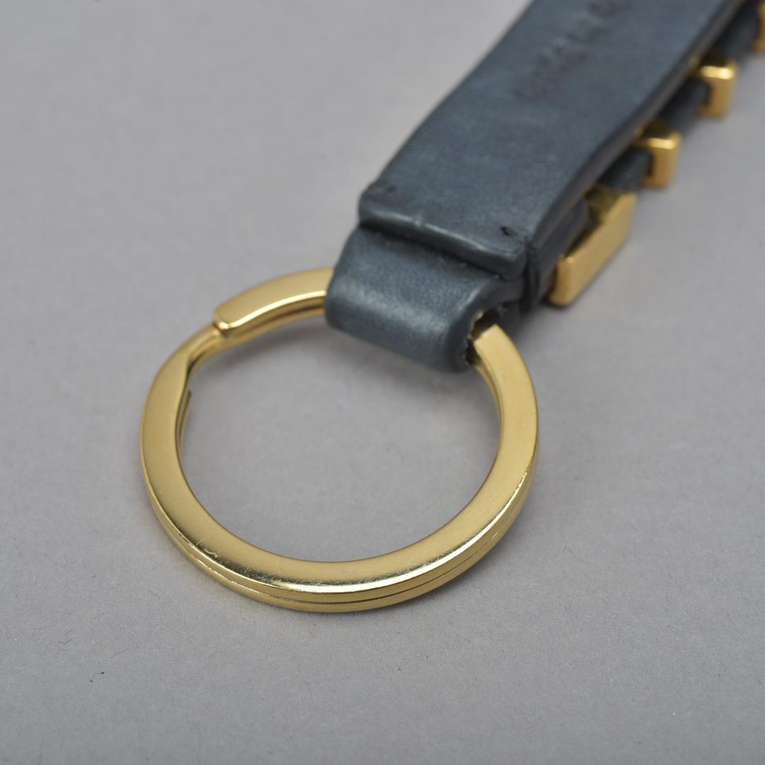 美品 LOEWE ロエベ キーリング ロゴ レザー ブラック ゴールド チャーム