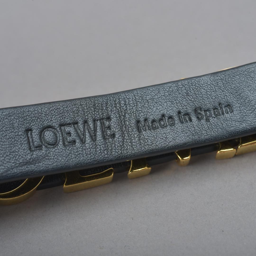 美品 LOEWE ロエベ キーリング ロゴ レザー ブラック ゴールド チャーム