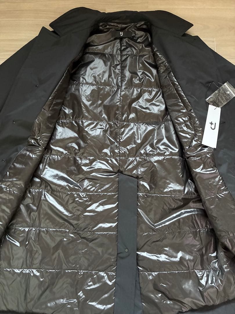 ユニクロ +J パデッドオーバーサイズステンカラーコート ブラック S