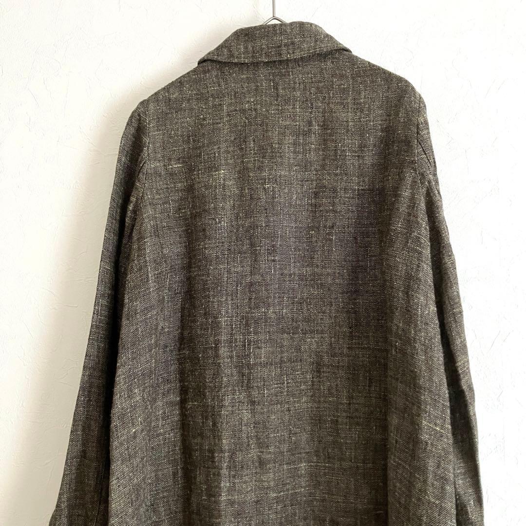 45R リネンツイードコート 定価10万 ステンカラーコート ロング サイズ2