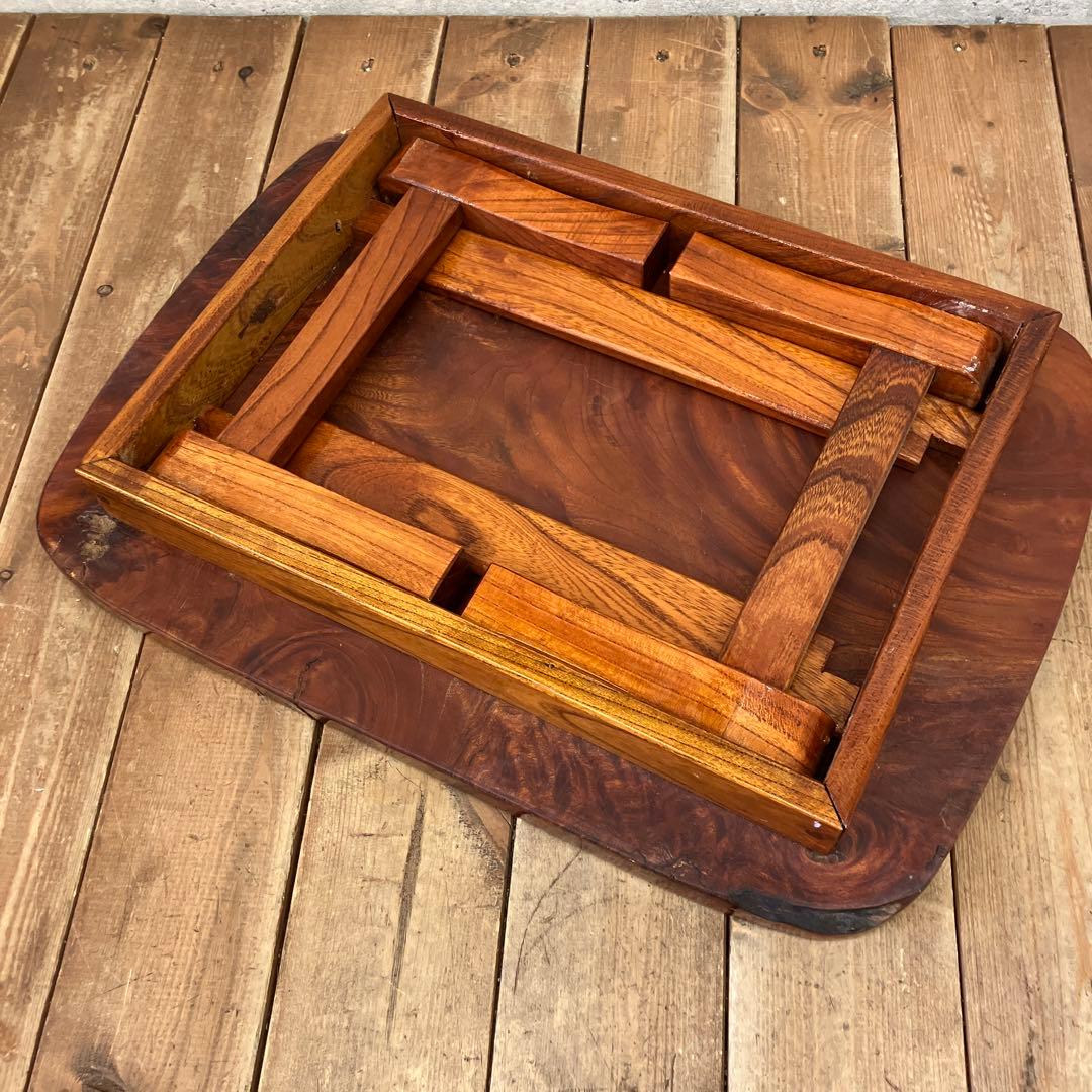 昭和レトロ 木製 一枚板 折りたたみ式 座卓 ちゃぶ台 ミニテーブル ミニ台