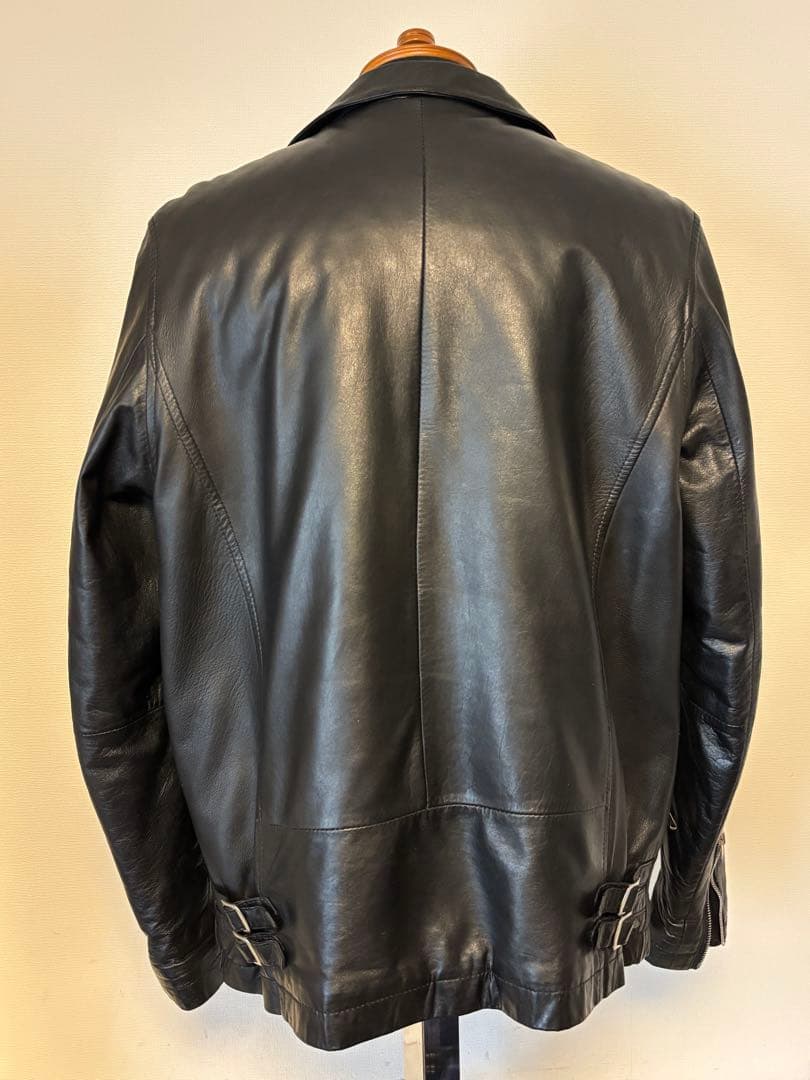 Stussy/レザー/ライダース/ジャケット/革ジャン/シングル/襟付/L/良品