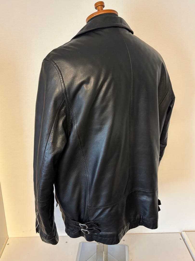 Stussy/レザー/ライダース/ジャケット/革ジャン/シングル/襟付/L/良品