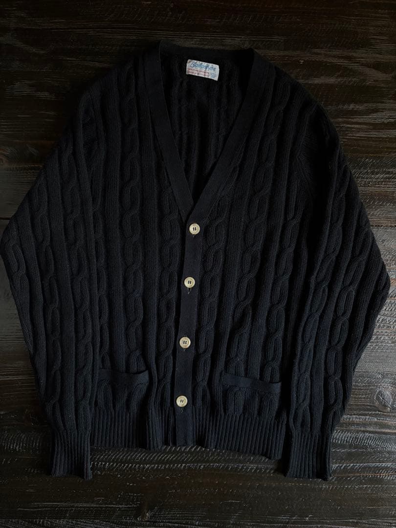 バランタイン　カシミヤ　カーディガン　ケーブルニット　80s