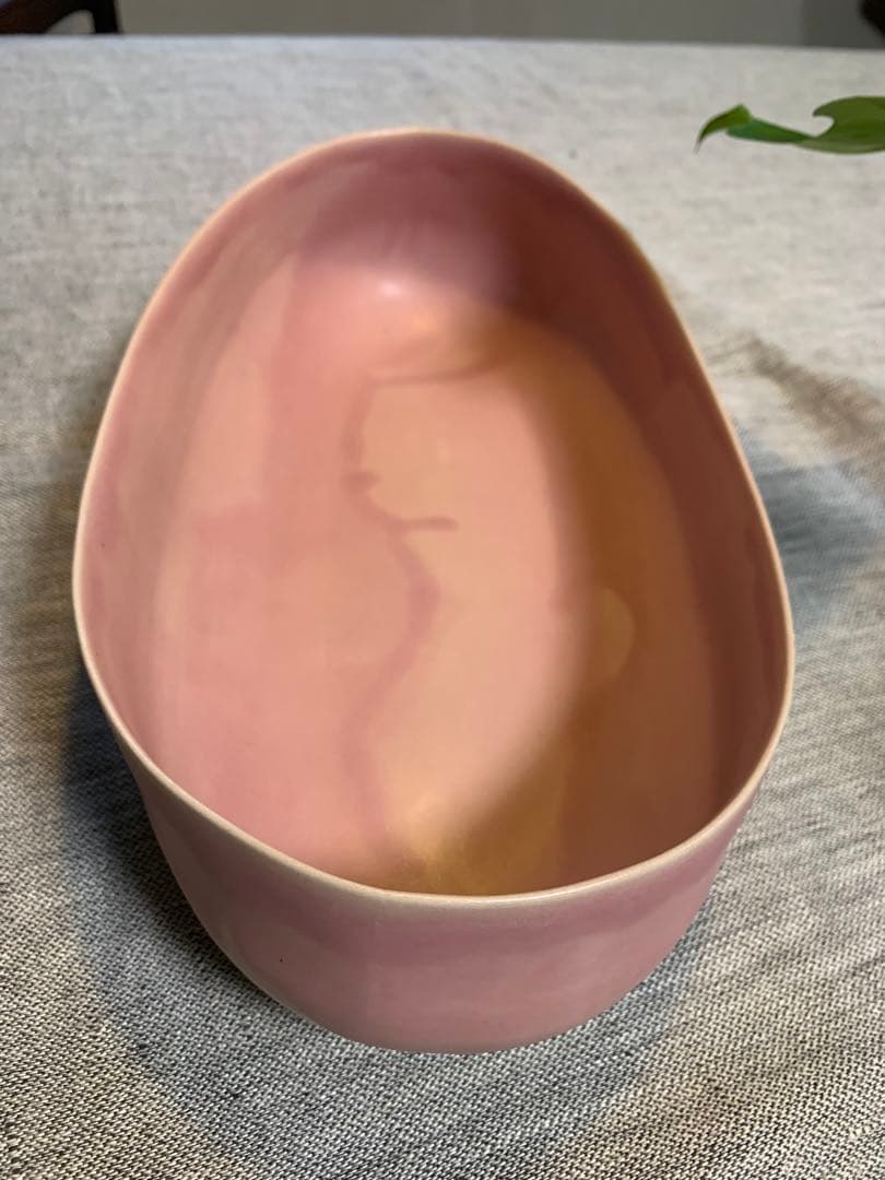 クリスチャンヌ　ペロション オーバル舟形　ピンク釉 初期作品　有元葉子　極美品