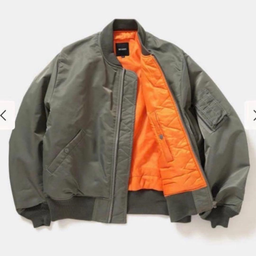 BEAMS THERMOLITE MA-1 リラックスフィット フライト カーキ