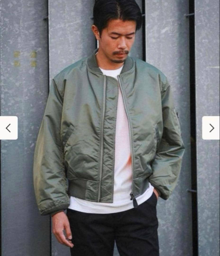 BEAMS THERMOLITE MA-1 リラックスフィット フライト カーキ