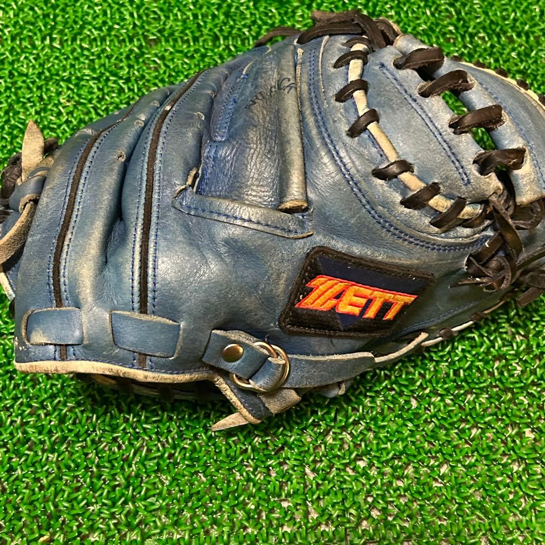 ゼット 日本製 旧ラベル 軟式キャッチャーミット ブルー