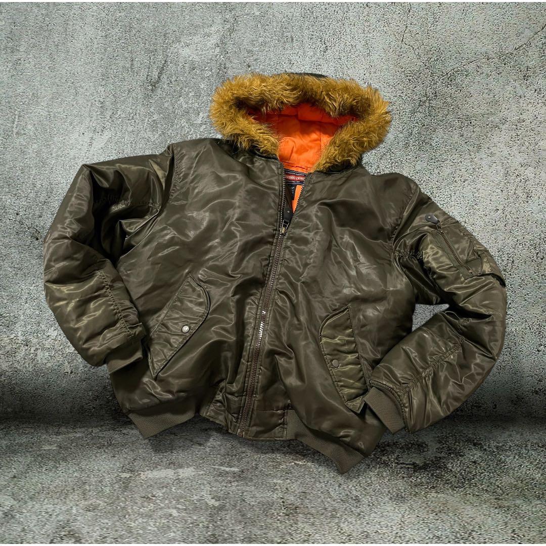 【N2B flight bomber jacket 】90sカーキ✖️オレンジ◇L