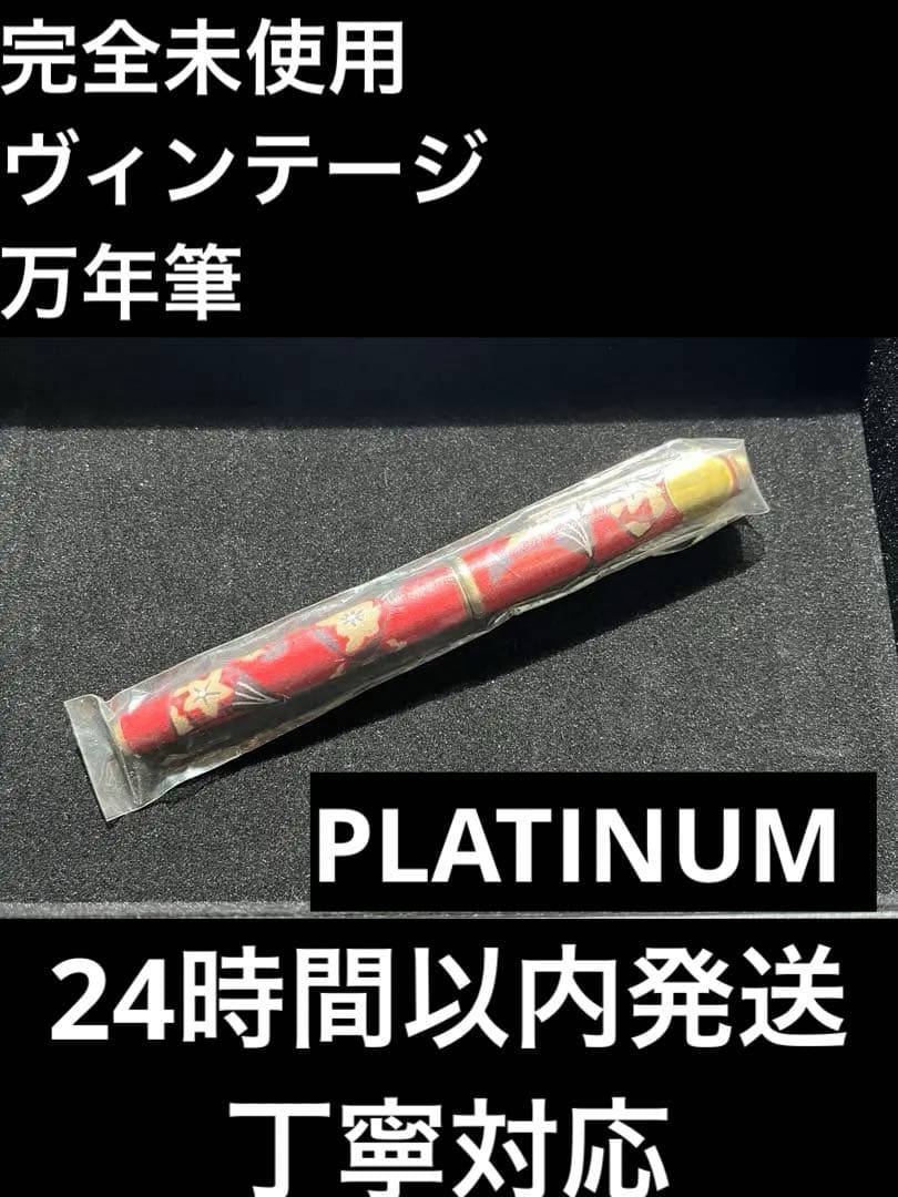 拓*海様 PLATINUM 万年筆 本革製 赤　和柄　ヴィンテージ