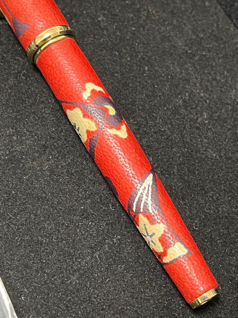 拓*海様 PLATINUM 万年筆 本革製 赤　和柄　ヴィンテージ