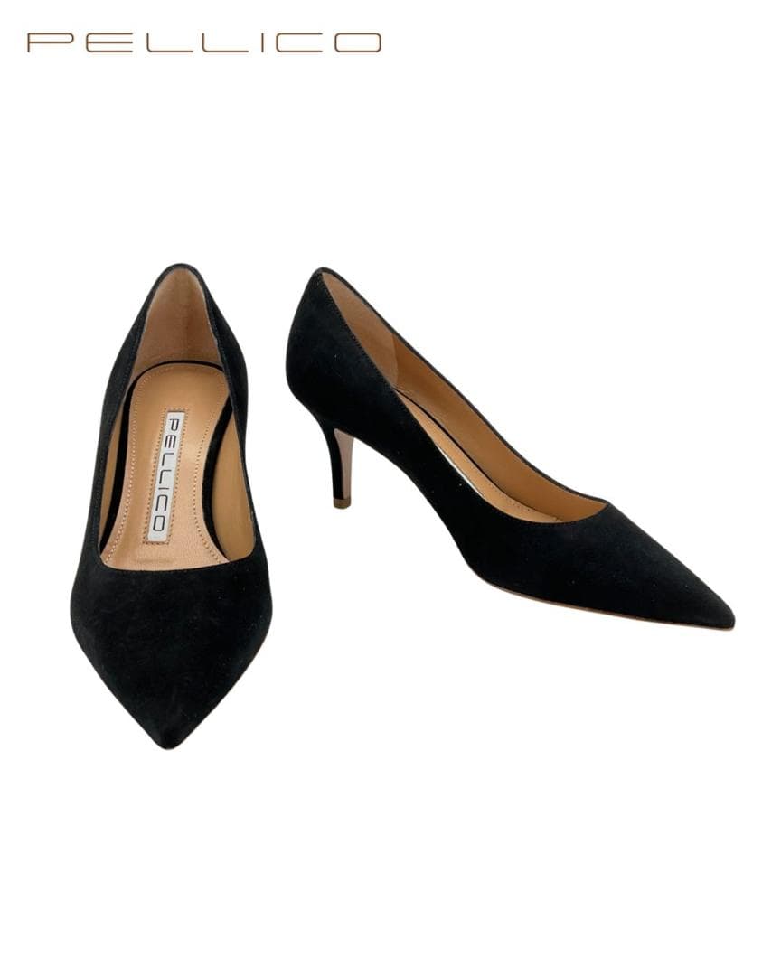 【新品】PELLICO スエードポインテッドトゥパンプス ブラック 34.5