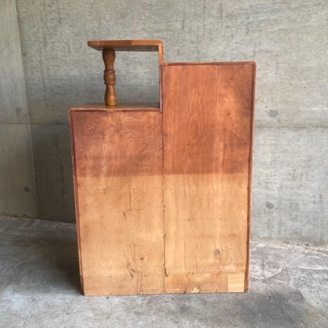 古いキャビネット ラック 飾り棚 違い棚 引き出し 扉 台 収納 木製 レトロ